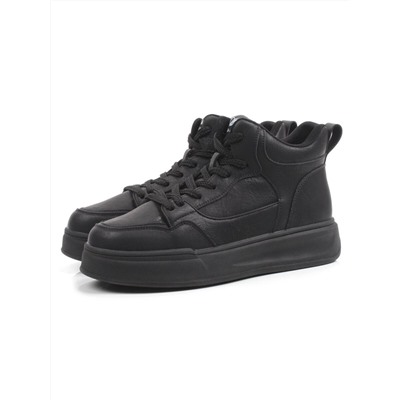 01-A324-4B BLACK Ботинки демисезонные женские (натуральная кожа)