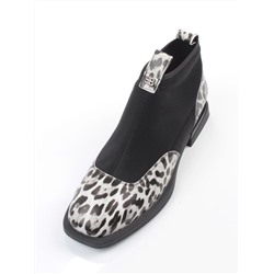 01-B44B-81H WHITE/LEOPARD Ботинки демисезонные женские (натуральная кожа, текстиль, байка)