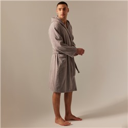 Халат махровый с капюшоном мужской SL HOME: Basic «Софт Мист», размер S, хлопок 100%, серый