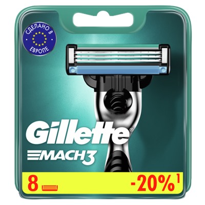 Gillette Mach3 (8шт) RusPack orig (пластик)