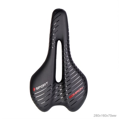 Седло велосипедное MTB COMIRON POGACAR N846 280X160, Технологии: DW, ED. Верх: PU принтованный глянец/Цвет: Чёрный+Красный /уп 30/