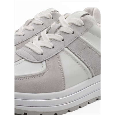 03-A1020-9 WHITE/GRAY Кроссовки женские (натуральная кожа, натуральная замша)