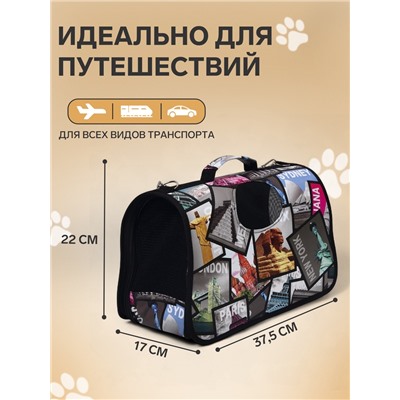Сумка - переноска для животных «Путешественник», размер S, 37.5×17×22 см