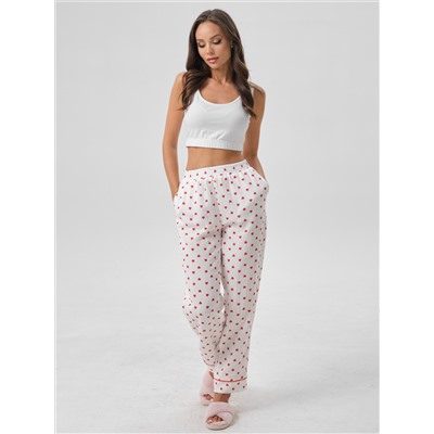 Брюки белые в сердечко с карманами
