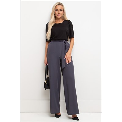 Брюки однотонные цвета графит с поясом Шарлин №2