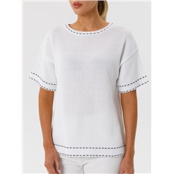 Блуза вязаная белая с короткими рукавами