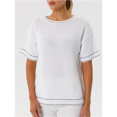 Блуза вязаная белая с короткими рукавами