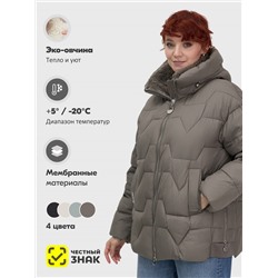 Куртка зимняя женская из овчина стильная и модная коричневого цвета 7309K