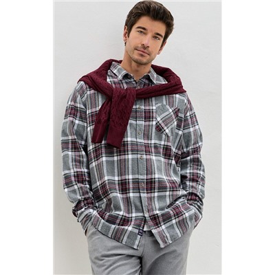 Рубашка F521-0460 grey-bordo