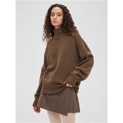 Свитер свободного кроя, кофейный