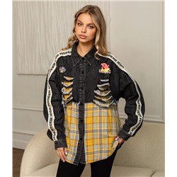 Рубашка #КТ36158, жёлтый,чёрный