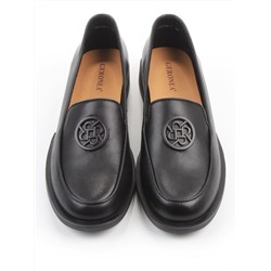 03-DLG13-1 BLACK Лоферы женские (натуральная кожа)