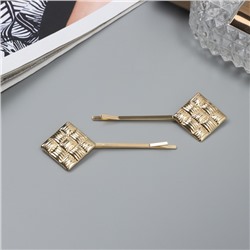 Невидимки для волос QF «Бенте», набор 2 шт., квадраты, 5 см, золото