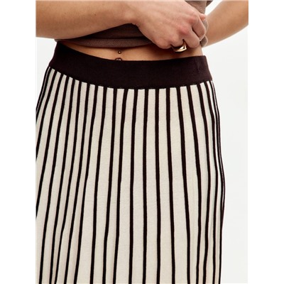 Юбка-плиссе DORA, Молочный с шоколадными полосками