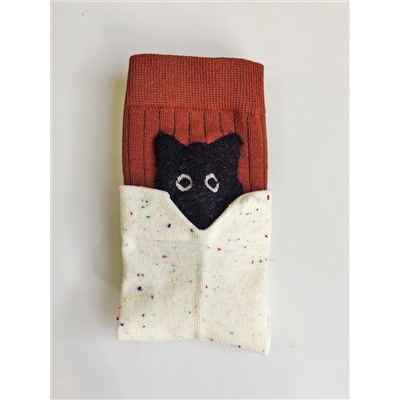 Носки р.35-40 "Cats" Коричневые