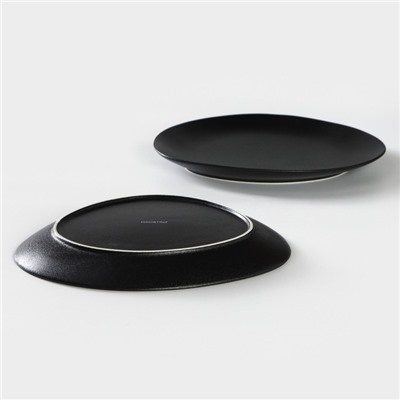 УЦЕНКА Набор тарелок фарфоровых Magistro Carbon, 26×23 см, цвет чёрный