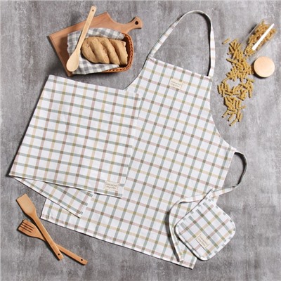 Набор «Этель» Harmony: фартук 60×70 см, прихватка 19×19 см, полотенце 40×73 см, рогожка 186 г/м²