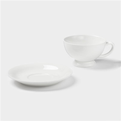 Чайная пара Magistro «Бланш», чашка 250 мл, блюдце d=15.5 см, фарфор, белая