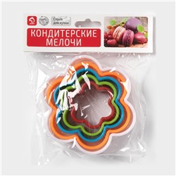 Формы для печенья Доляна, набор 5 шт.: 9 см, 8 см, 6.7 см, 5.5 см, 4 см, пластик, МИКС
