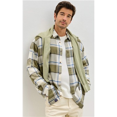 Рубашка F521-0460 khaki-milk