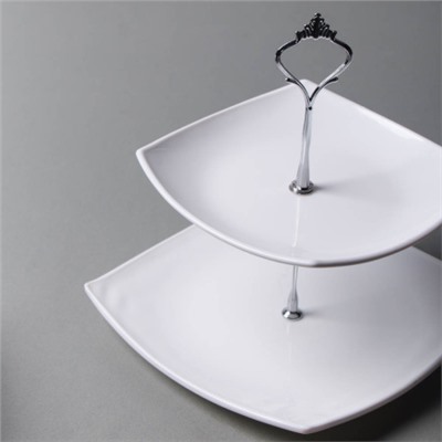 Ваза для фруктов 2-х ярусная квадратная Углы / DPG-2/FJP85/110(WHITE) уп12/
