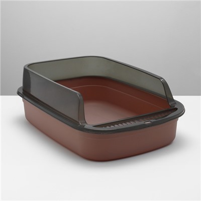 Туалет с прозрачными бортами с совком и фильтром, 50×34×18 см, коричневый
