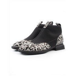 01-B44B-81H WHITE/LEOPARD Ботинки демисезонные женские (натуральная кожа, текстиль, байка)