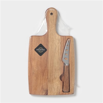 Набор для подачи сыра Magistro Shape, нож, доска, акация