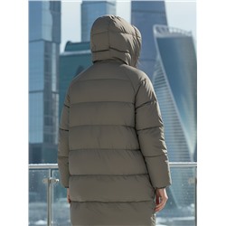 Пальто двубортная зимнее утепленное женское светло-коричневого цвета 7732SK