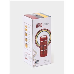 Ланч бокс TAKE IT EASY «Клеточка», 1.35 л, 3 уровня, сохраняет тепло 3 ч, нержавеющая сталь, синий