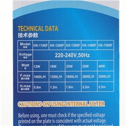 Фильтр внутренний Sea Star HX-1380F камерный, 1800 л/ч, 25 Вт, высота подъема воды 1.8 м