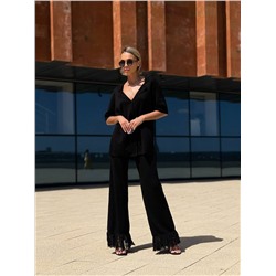 Брюки с бахромой LIGHT WIND, Черный