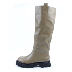 02-E39B-53JN GREEN Сапоги демисезонные женские (натуральная кожа)