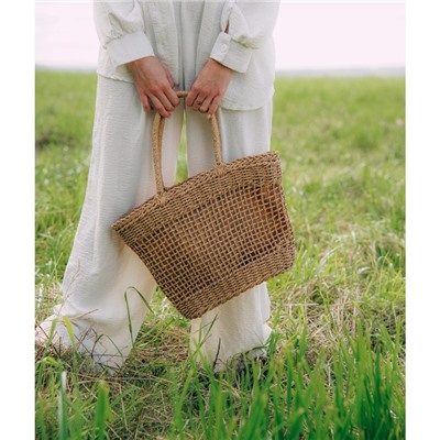 Сумка женская SL Home, ручное плетение, хлопок, длина ручек 18.5 см, 40×27 см