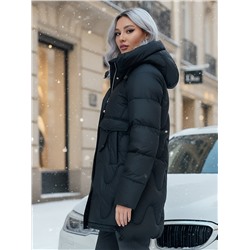 Куртка зимняя женская с капюшоном модная черного цвета 7653Ch