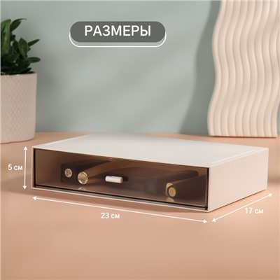 Органайзер для хранения «BASIC», 1 секция, 23 × 17 × 5 см, цвет белый/прозрачный