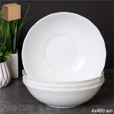 Набор суповых тарелок 4 штуки 480 мл Классика белая / HW60 (WHITE) /уп 18/