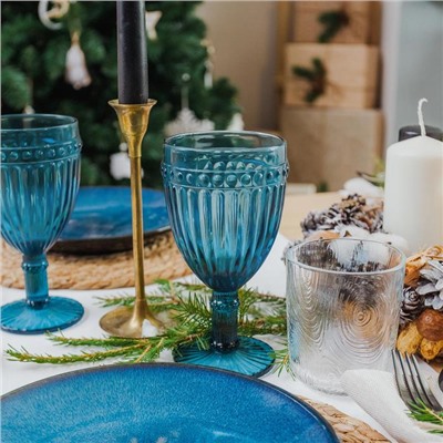 Бокал для вина Magistro «Босфор», 250 мл, 8.5×16.5, стекло, синий