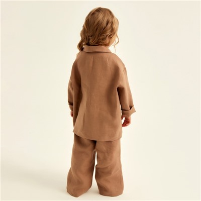 Костюм детский домашний (рубашка и брюки) SL HOME, размер 38 (146-152 см), цвет кофейный