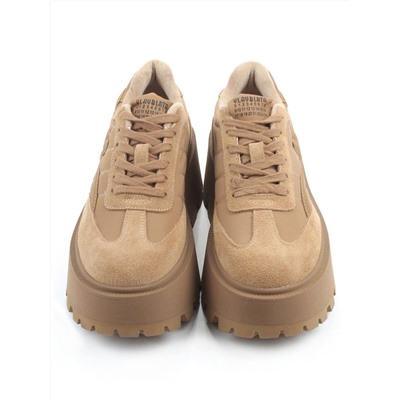 04-P117-2C BEIGE Кроссовки демисезонные женские (натуральная замша, натуральная кожа, текстиль)