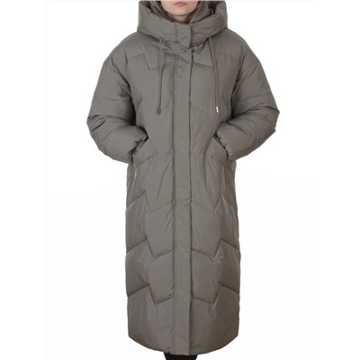 8883 GRAY/GREEN Пальто зимнее женское (150 гр. холлофайбер)