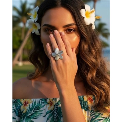 Кольцо с белым серебрением