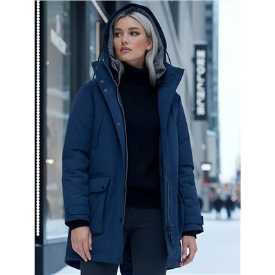 Парка женская зимняя MTFORCE c капюшоном синего цвета 2329S
