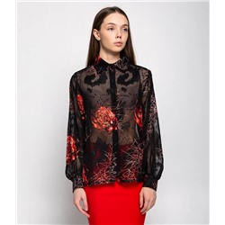Блуза #КТ550 (1)-1, чёрный,красный
