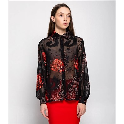 Блуза #КТ550 (1)-1, чёрный,красный