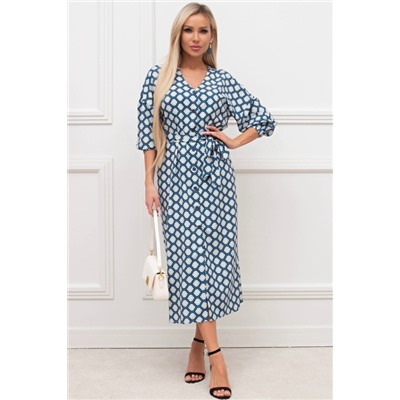 Синее платье с принтом Николь №2