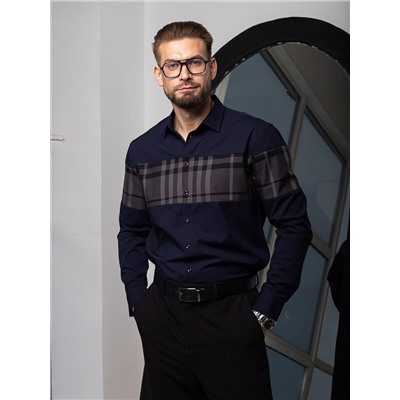 011J Мужская рубашка JenTa темно-синий