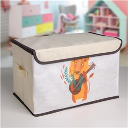 Короб стеллажный для хранения с крышкой «Музыкальный лев», 39×25×25 см