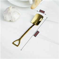 Ложка десертная Magistro «Лопата», длина 15.5 см, прямоугольная, нержавеющая сталь, золотистая