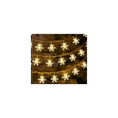 Гирлянда 4 м 20 LED Снежинки / GT607 /уп 100/теплый